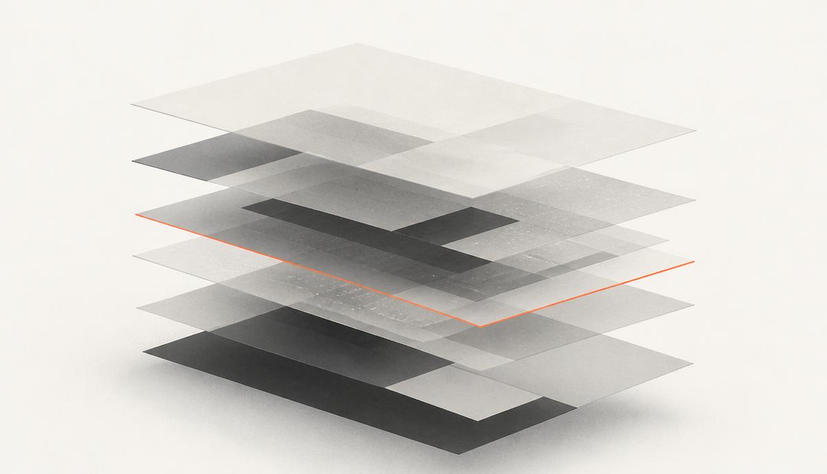 Abstract editorial illustration of layered software systems